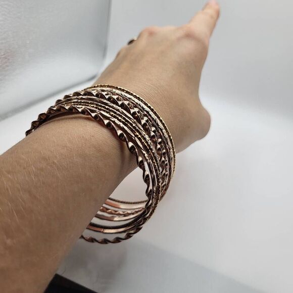 Lot of 9 Bohemian Gold Belly Dance Bangle Bracelets - Picture 4 of 5